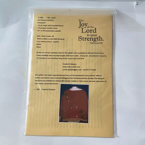 Vintage Crawford Designs 058 De Vine Pattern Cozy Grandma Sweater Spring - Picture 4 of 6